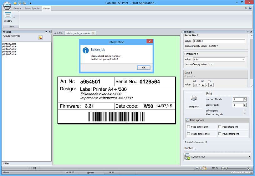 Cab CabLabel S3 Print update 1PS na 2PS 5588155