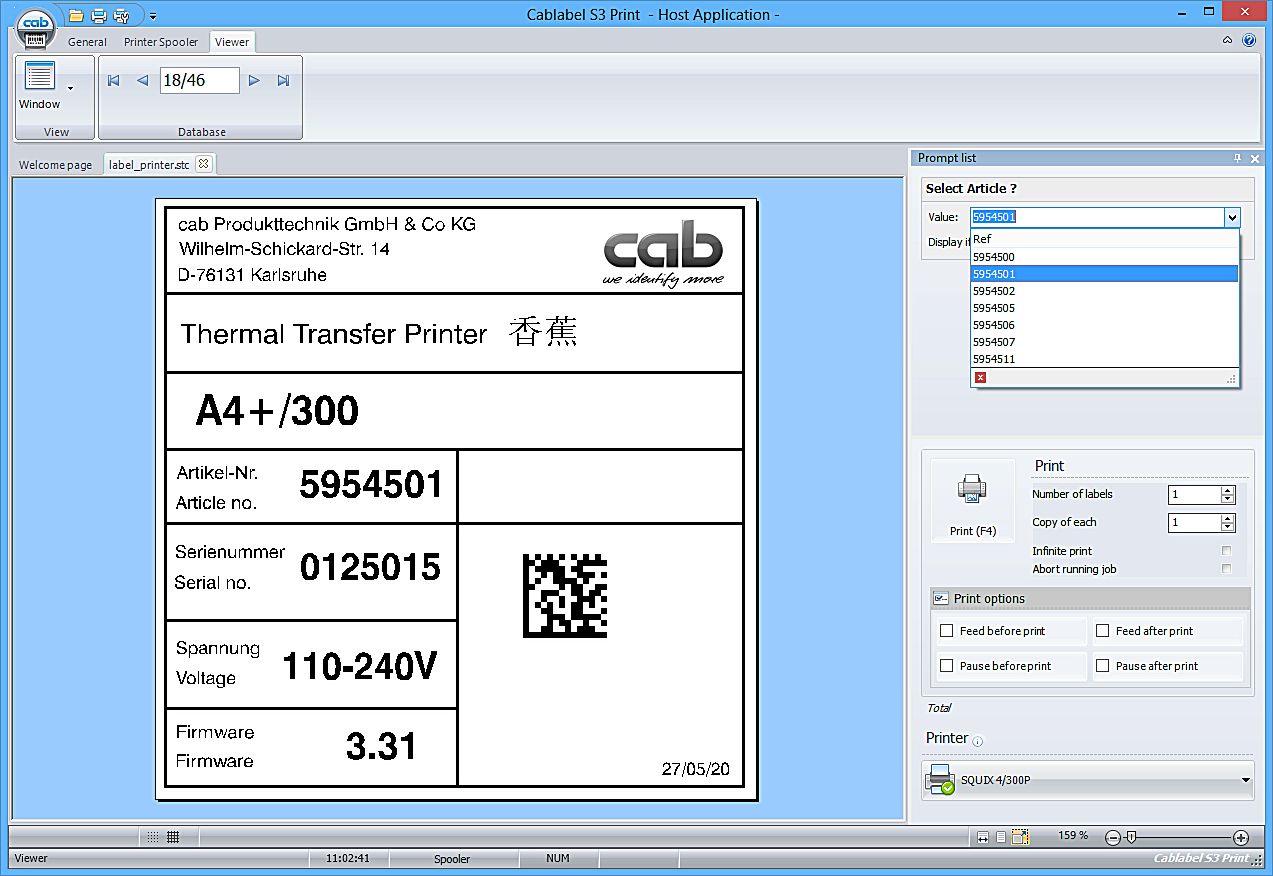 Cab CabLabel S3 Print update 1PS na 2PS 5588155